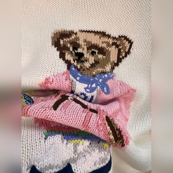 White Polo Ralph Lauren Bear Sweater - Picture 5 of 9